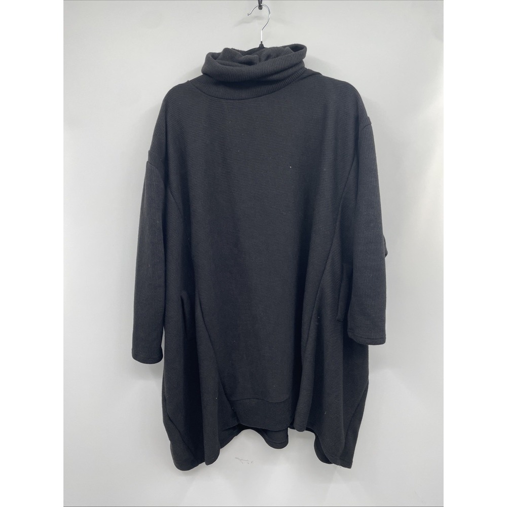 Kate Hewko Tunic Sweater Womens Black Ribbed Knit Turtleneck Oversized Cozy NWT